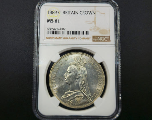 1 Crown 1889 G.BRITAIN CROWN VICTORIA D:G: BRITT: REG: F:D: MS 61